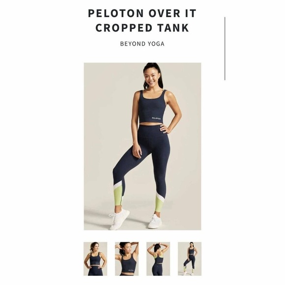 NWT Beyond Yoga Women's Blue Peloton Stretchy Over It Cropped Tank Top Size XL - Picture 3 of 6